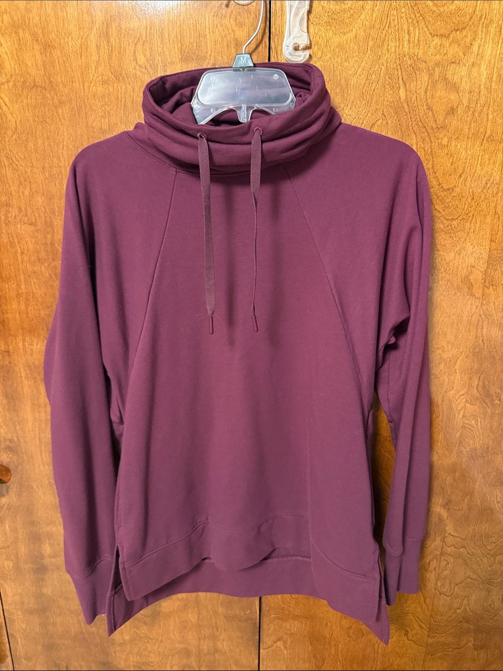Cozy Funnel-Neck Pullover Sweater in Burgundy